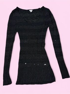 Guess Black Long-Sleeve Scoop Neck Knit Sweater